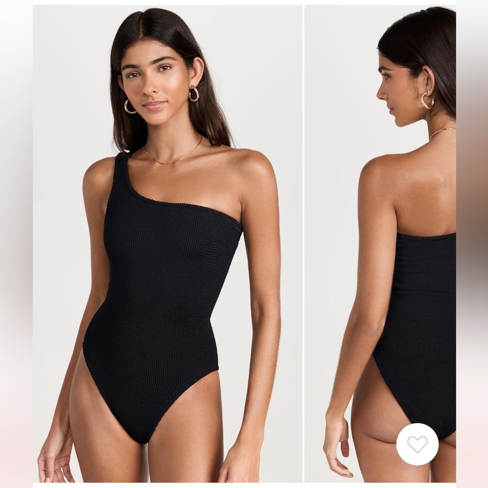 Hunza G Nancy Black One-Shoulder One Piece Bathing Suit